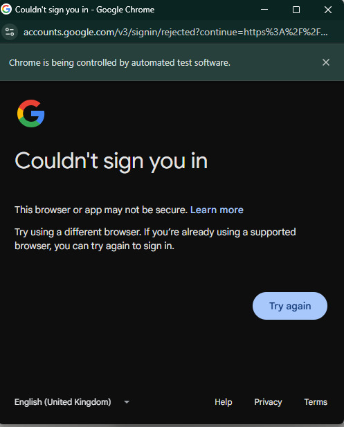 LinkedIn Failed Auth